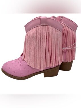 Pawz pink fringed western ankle cowgirl zip close  booties girls size 11 NWT